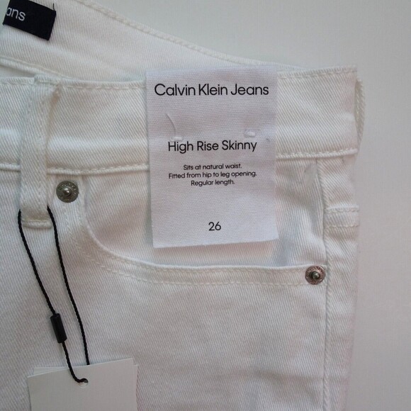 CALVIN KLEIN Women's Jeans High Rise Skinny Denim White Stretch Fitted NWT 26 - Picture 14 of 14